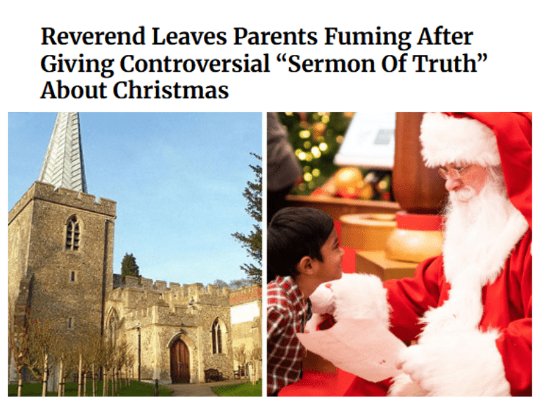 Reverend Leaves Parents Fuming After Giving Controversial “Sermon Of Truth” About Christmas