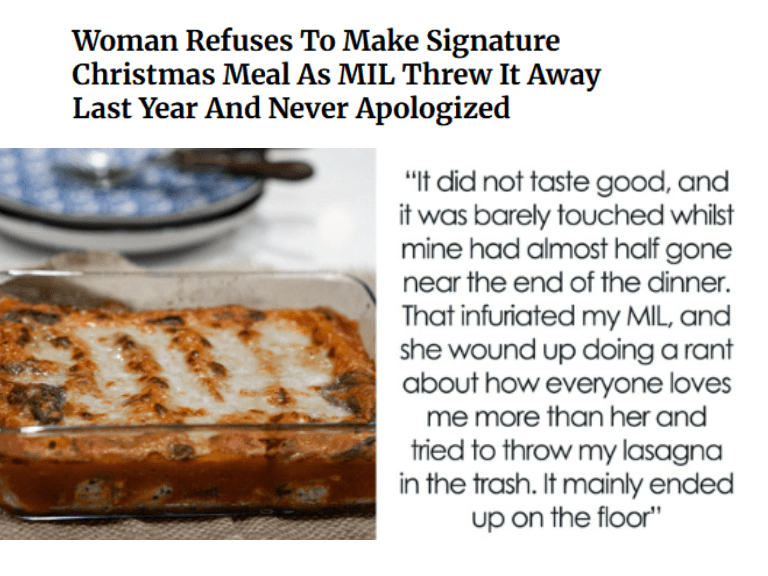 Woman Refuses To Make Signature Christmas Meal As MIL Threw It Away Last Year And Never Apologized