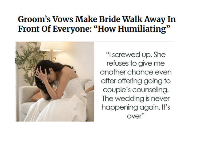 Groom’s Vows Make Bride Walk Away In Front Of Everyone: “How Humiliating”
