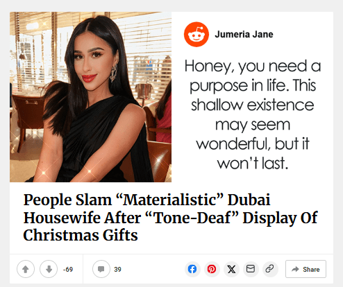 People Slam “Materialistic” Dubai Housewife After “Tone-Deaf” Display Of Christmas Gifts