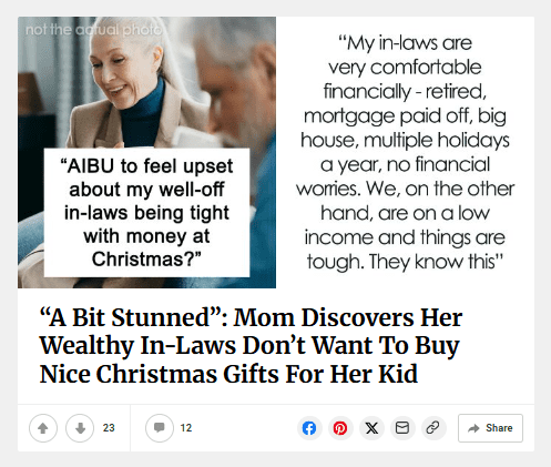 “A Bit Stunned”: Mom Discovers Her Wealthy In-Laws Don’t Want To Buy Nice Christmas Gifts For Her Kid