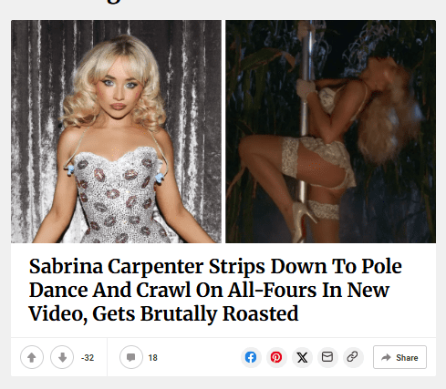 Sabrina Carpenter Strips Down To Pole Dance And Crawl On All-Fours In New Video, Gets Brutally Roasted
